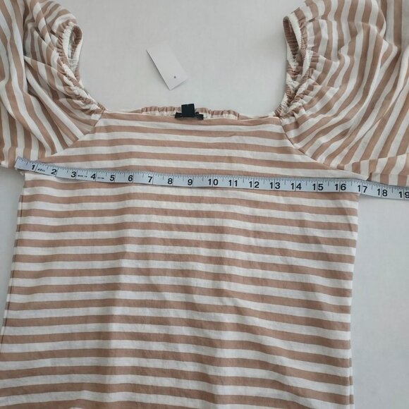 Ann Taylor White and Tan Striped Off the Shoulder Top NWT - Picture 6 of 8